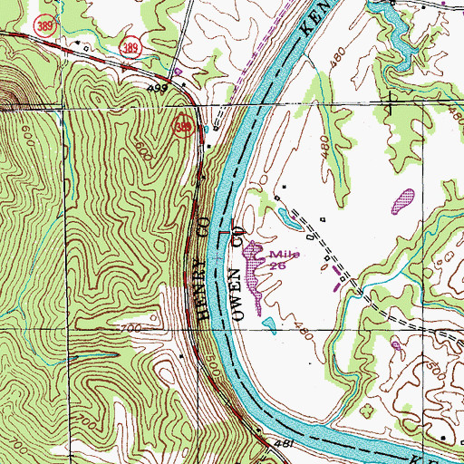 Topographic Map of Rileys Landing (historical), KY