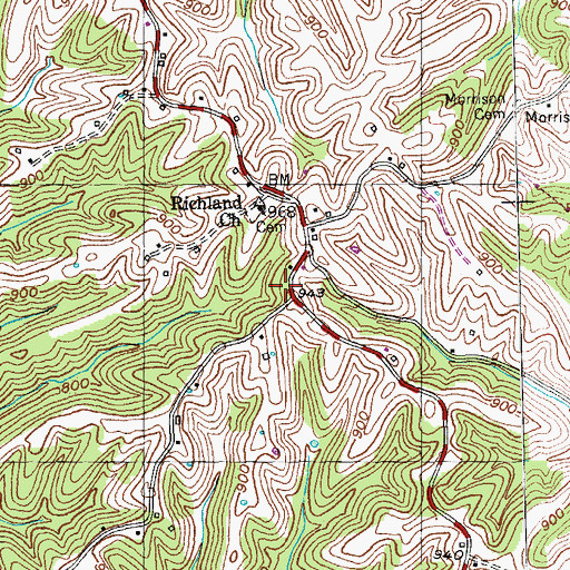 Topographic Map of School Number Ninety-Eight (historical), KY