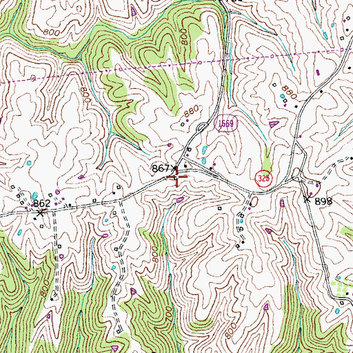 Topographic Map of School Number Sixty-Eight (historical), KY