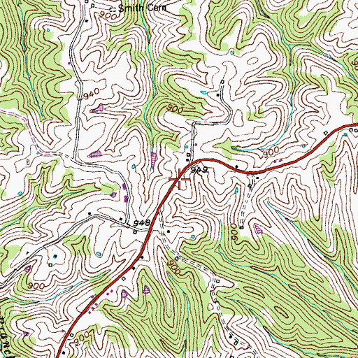 Topographic Map of School Number Sixty-Four (historical), KY
