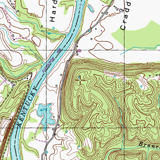 Topographic Map of Shiddells Woods (historical), KY
