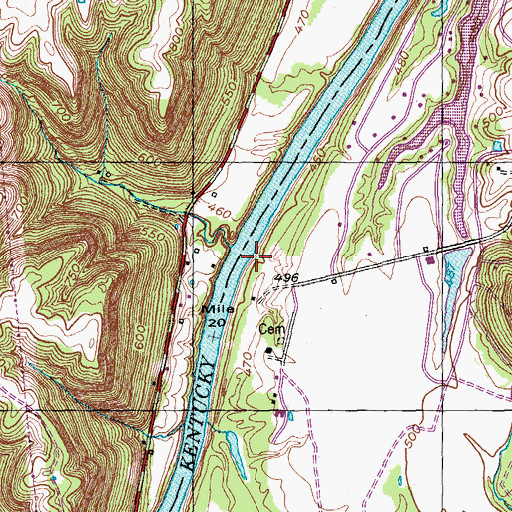 Topographic Map of Springport Ferry (historical), KY