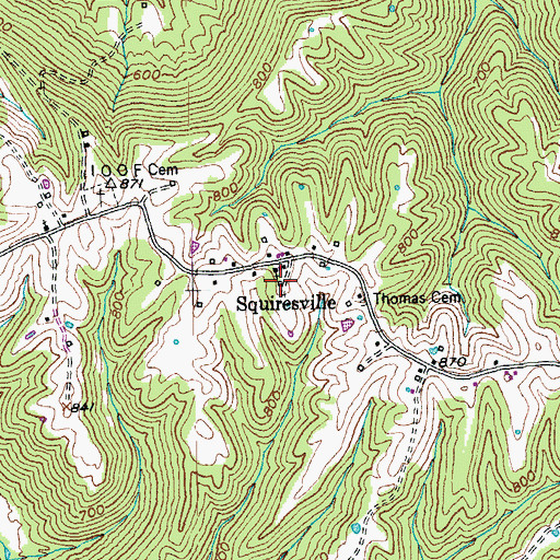 Topographic Map of Squiresville Post Office (historical), KY