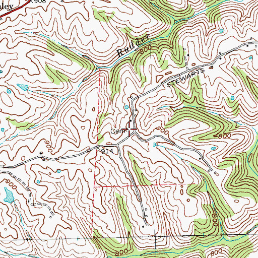 Topographic Map of Stewart Cemetery, KY