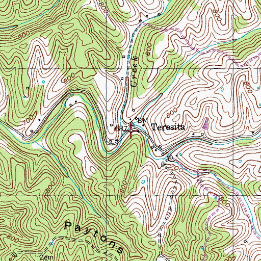 Topographic Map of Teresita Post Office (historical), KY