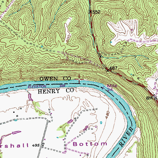 Topographic Map of Thomas Landing (historical), KY