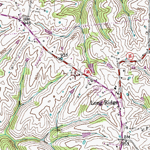 Topographic Map of Vallandinghams Mill (historical), KY