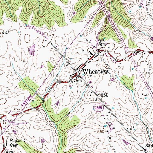 Topographic Map of Wheatley Post Office (historical), KY