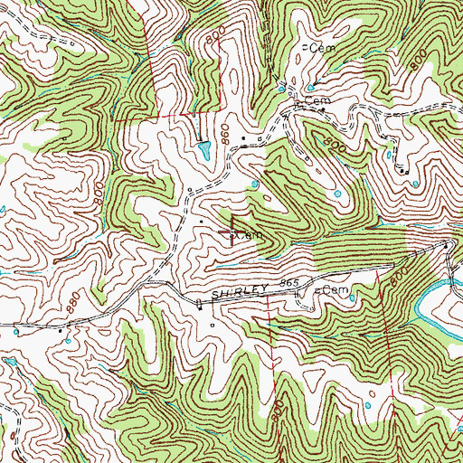 Topographic Map of Baldwin Cemetery, KY
