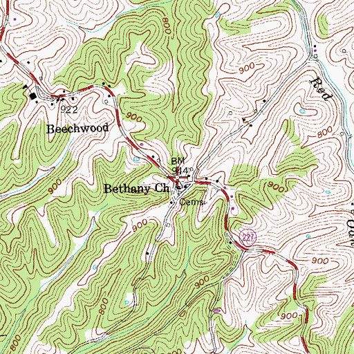 Topographic Map of Beechwood Post Office (historical), KY