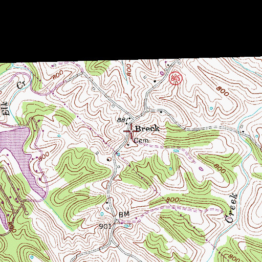 Topographic Map of Breck Post Office (historical), KY