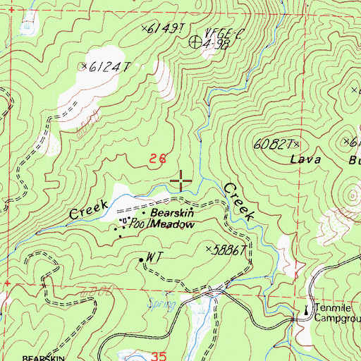 Topographic Map of Bearskin Creek, CA