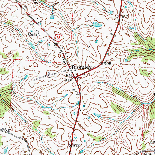 Topographic Map of Bromley Post Office (historical), KY