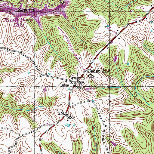 Topographic Map of Cedar Hill School (historical), KY
