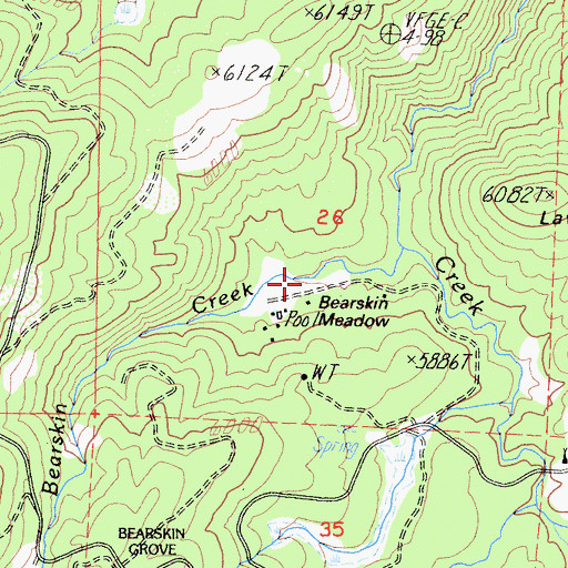 Topographic Map of Bearskin Meadow, CA