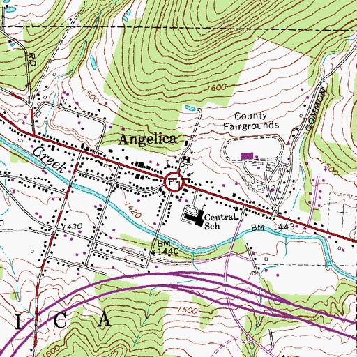Topographic Map of Angelica Park Circle Historic District, NY