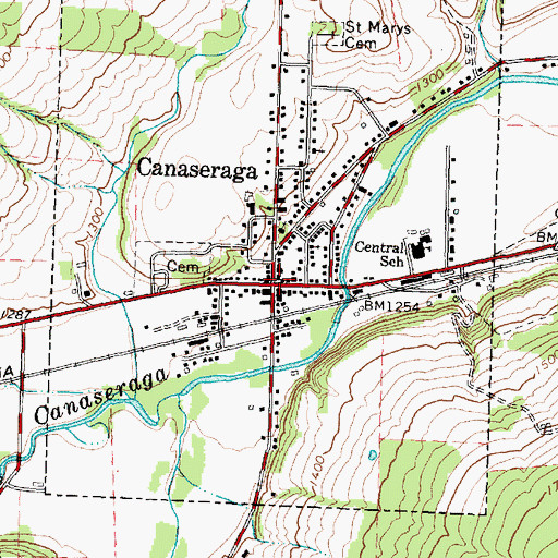 Topographic Map of Canaseraga Four Corners Historic District, NY