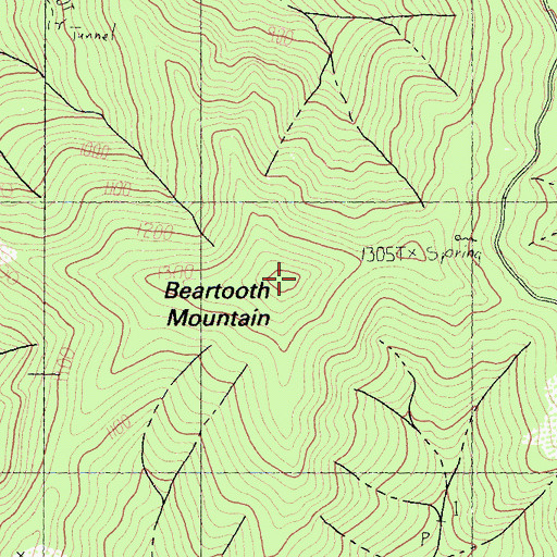 Topographic Map of Beartooth Mountain, CA