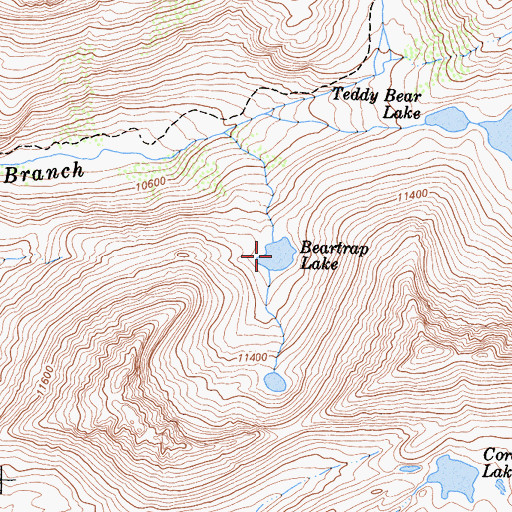 Topographic Map of Beartrap Lake, CA