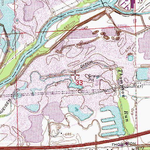 Topographic Map of Harding Street Quarry, IN