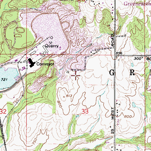 Topographic Map of Limedale Quarry, IN