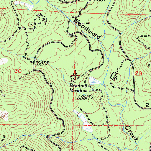 Topographic Map of Beartrap Meadow, CA