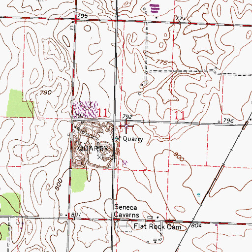 Topographic Map of Flat Rock Quarry, OH