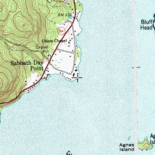 Topographic Map of Sabbath-Day Point, NY