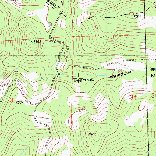 Topographic Map of Beartrap Meadow, CA