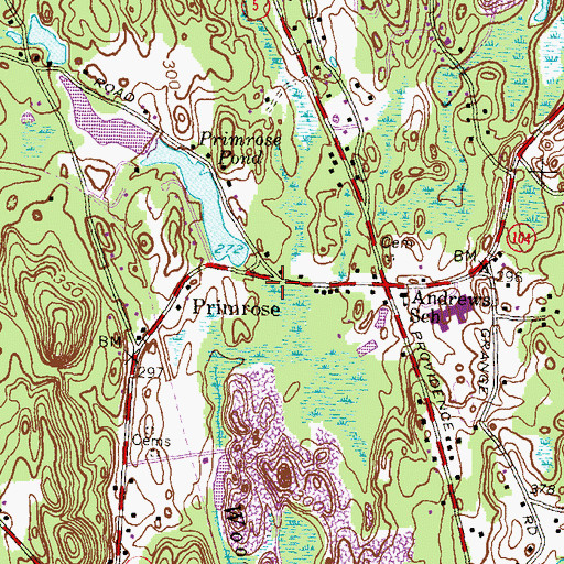 Topographic Map of Mattetee Swamp Brook, RI