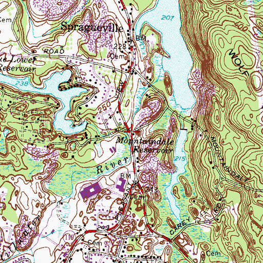 Topographic Map of Sprague Brook, RI
