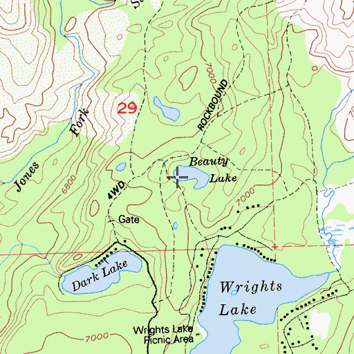 Topographic Map of Beauty Lake, CA