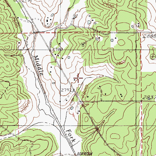 Topographic Map of West Fork Little Hawk Creek, ID