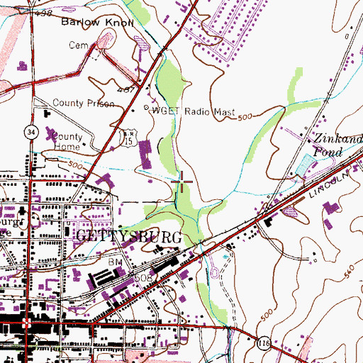 Topographic Map of Alms House Run, PA