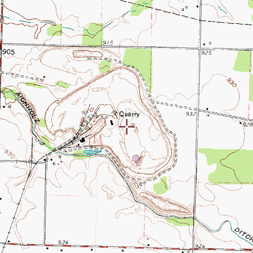 Topographic Map of Bloomville Quarry, OH