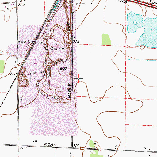 Topographic Map of Sandusky Quarry, OH
