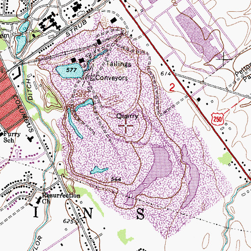 Topographic Map of Wagner Quarry, OH