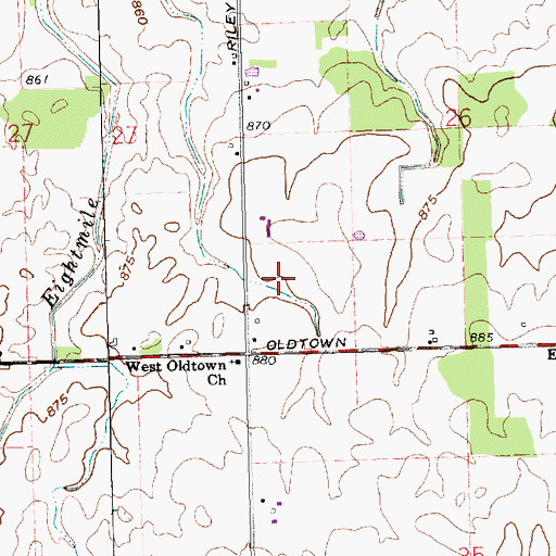 Topographic Map of Vina Farms, OH