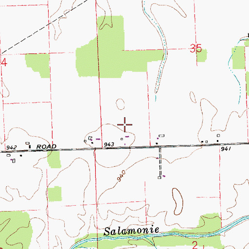 Topographic Map of Osterholt Farms, IN