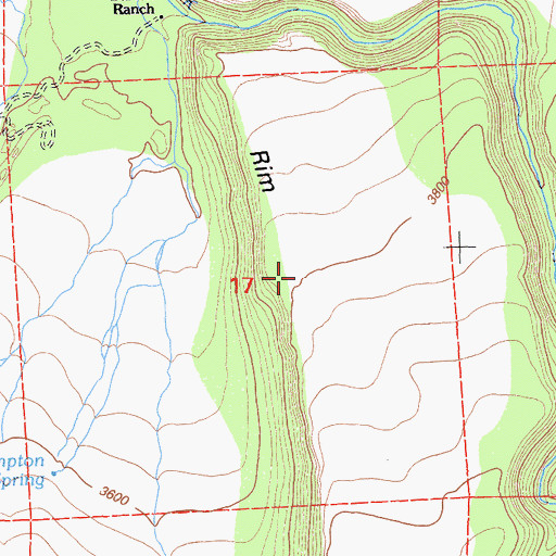 Topographic Map of Beaver Creek Rim, CA