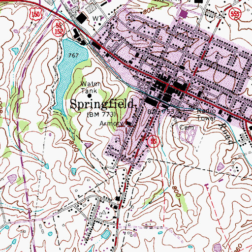 Topographic Map of Armory Hill, KY