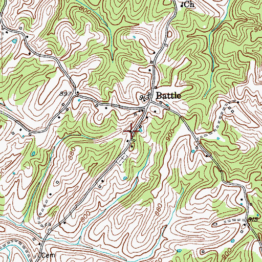 Topographic Map of Battle Baptist Church (historical), KY