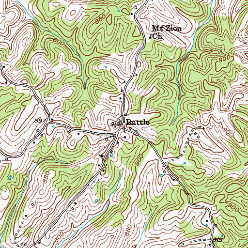 Topographic Map of Battle Post Office (historical), KY