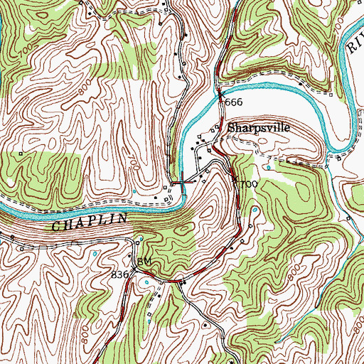 Topographic Map of Sharpsville Covered Bridge (historical), KY