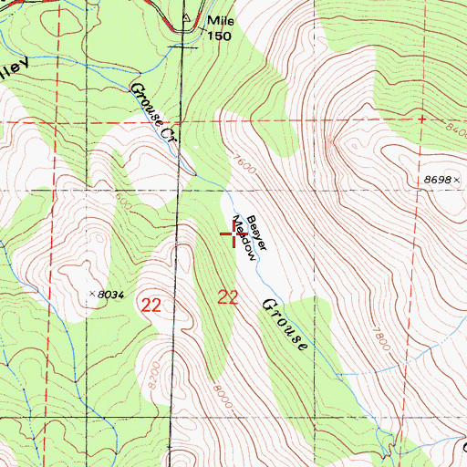 Topographic Map of Beaver Meadow, CA
