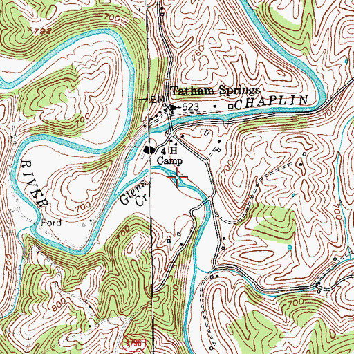 Topographic Map of Tatham Springs Hotel and Health Resort (historical), KY