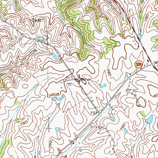 Topographic Map of Tucker Cemetery, KY