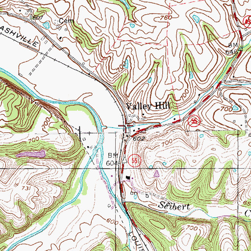 Topographic Map of Valley Hill Railroad Station (historical), KY