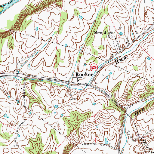 Topographic Map of Booker Post Office (historical), KY