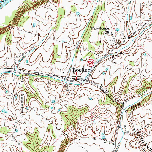 Topographic Map of Booker Railroad Station (historical), KY